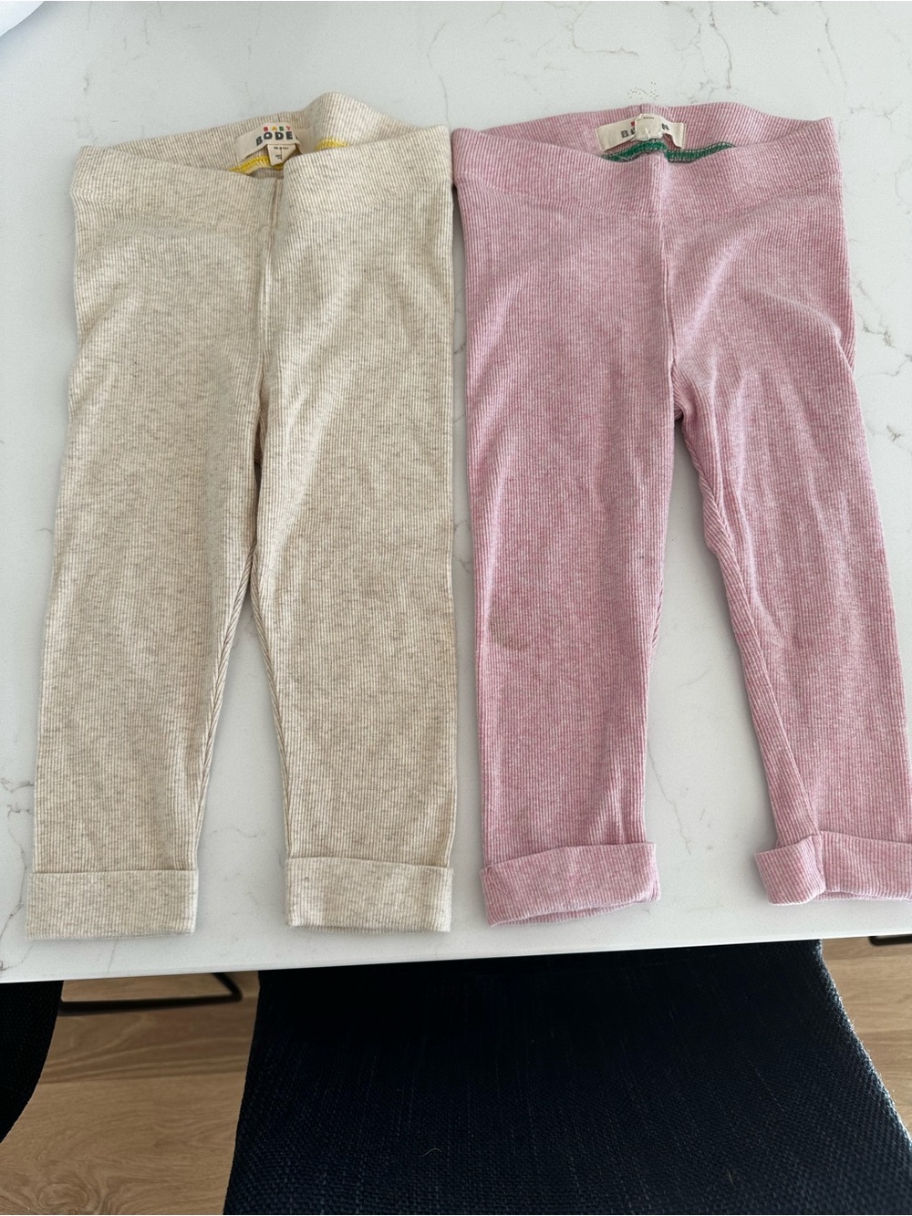 [Boden] Girls Ribbed Leggings in Pink and Cream